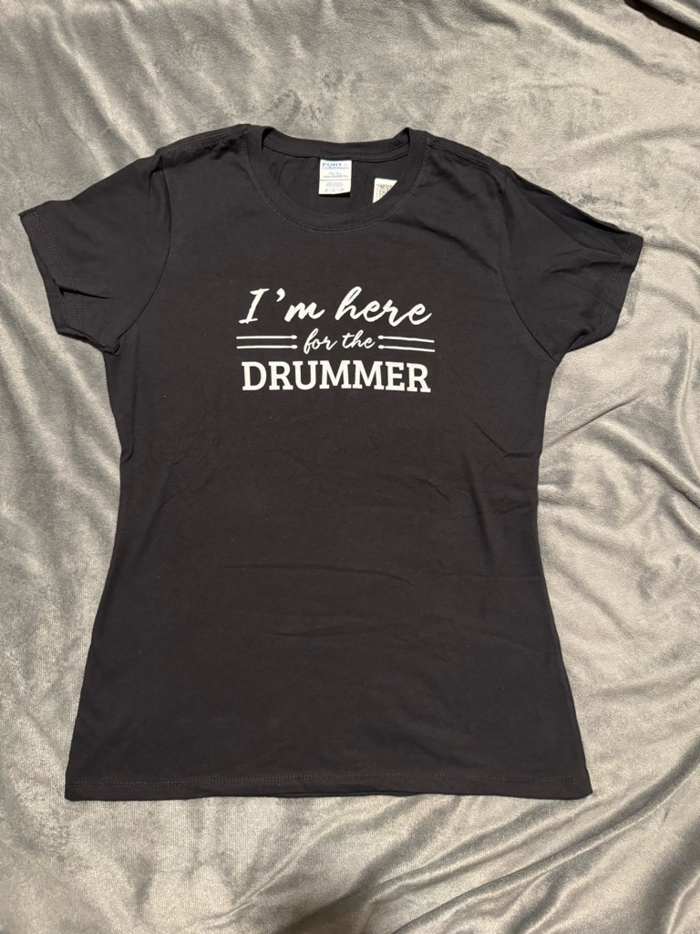 I'm Here for the Drummer Black Graphic Tee